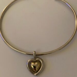 Elegant Silver Heart Pendant Bracelet